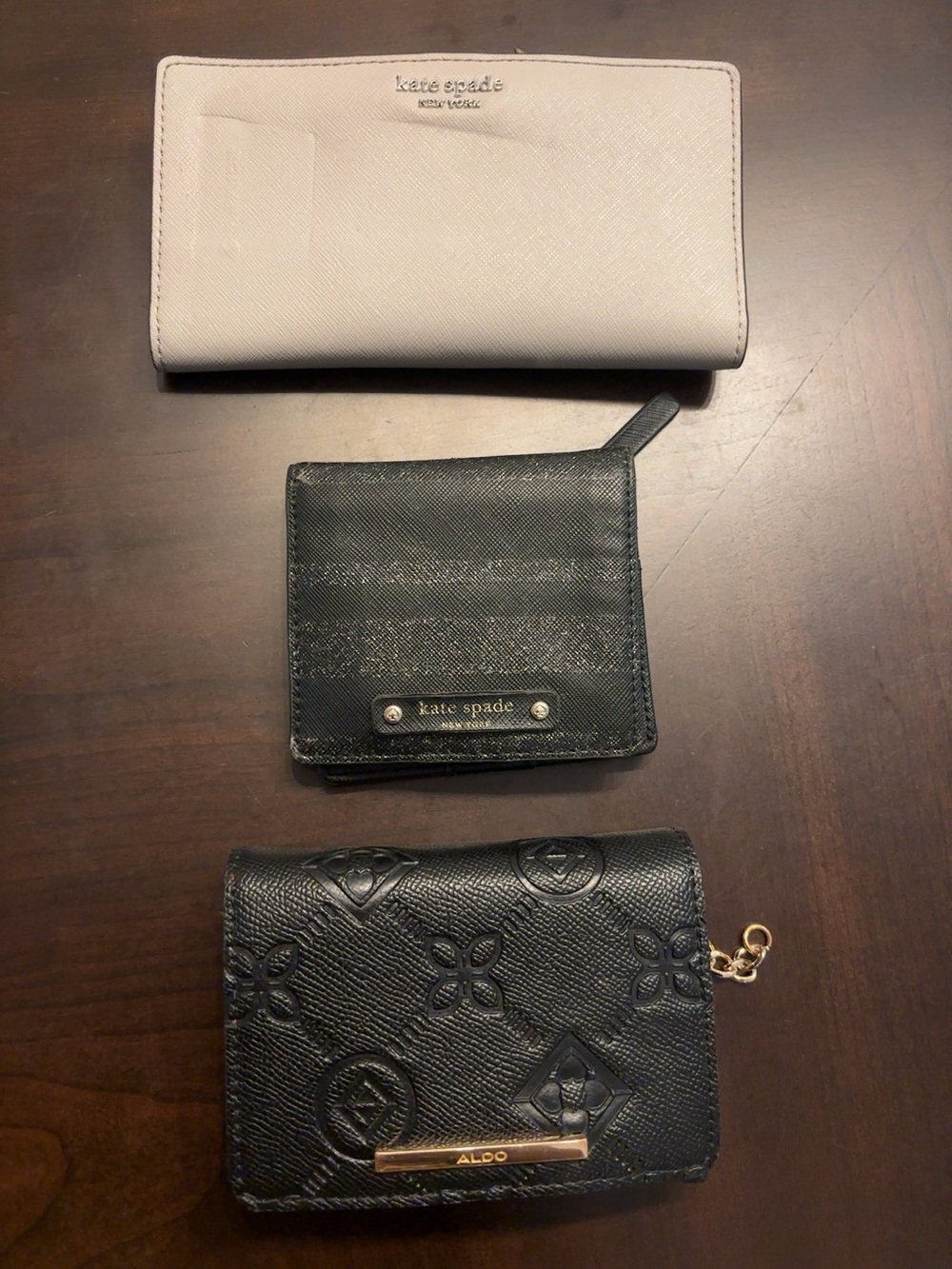 kate spade Cream and Black Leather Wallet Trio